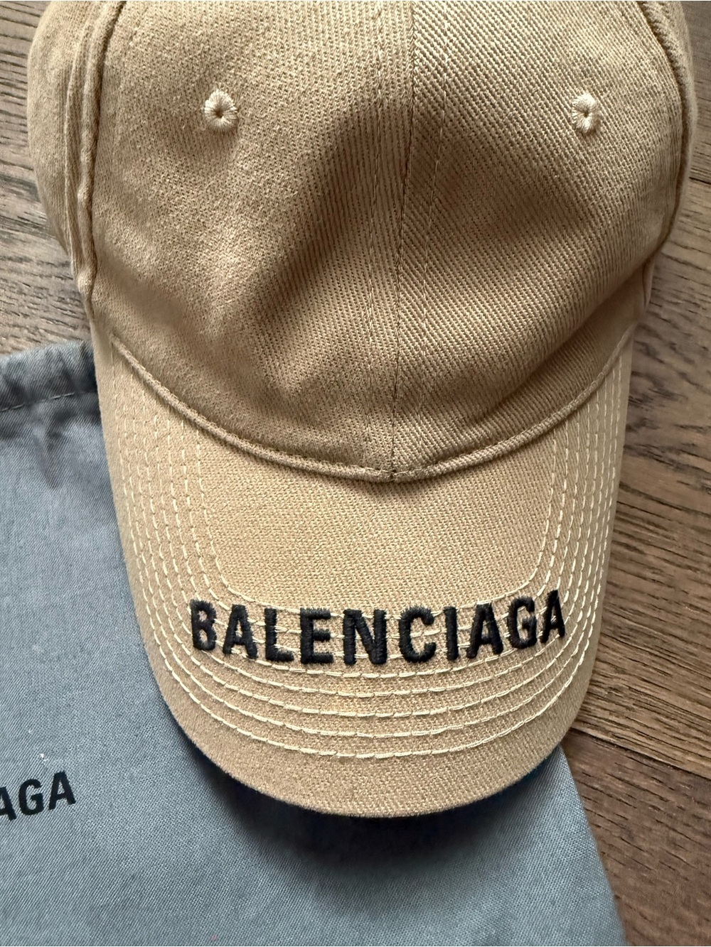 Balenciaga Logo Baseball Cap – Beige – 100% Authentic